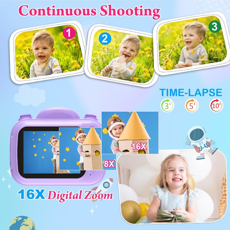 Trayoo Kids Camera Instant Print, 3.5'' Kids Digital Camera Instant with 1080P HD Photos & Videos, Christmas Birthday Gifts for Girls Boys Age 3-12 (Purple) - Image 5